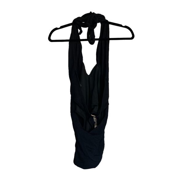 River Island Textured Chain Black One Piece Swimsuit Size 12 - Picture 3 of 8